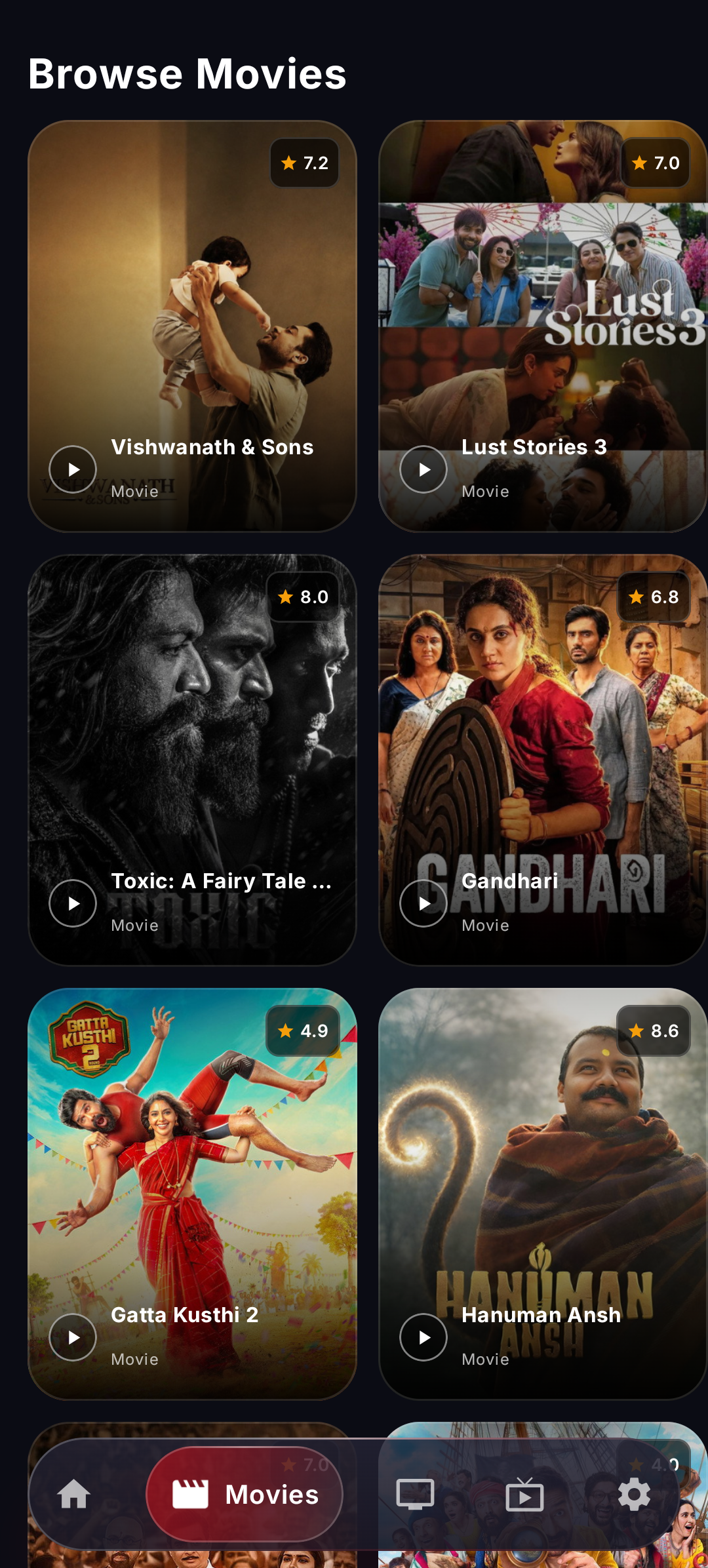 ElitePlex Movies screen